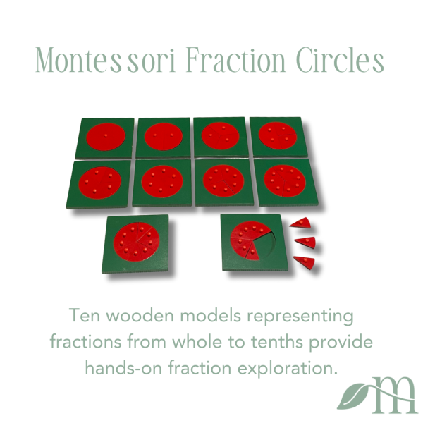 Fraction insets in the Montessori Fraction Circles Learning Kit