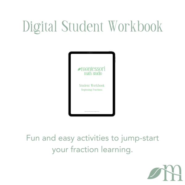 Digital student workbook in the Montessori Fraction Circles Learning Kit