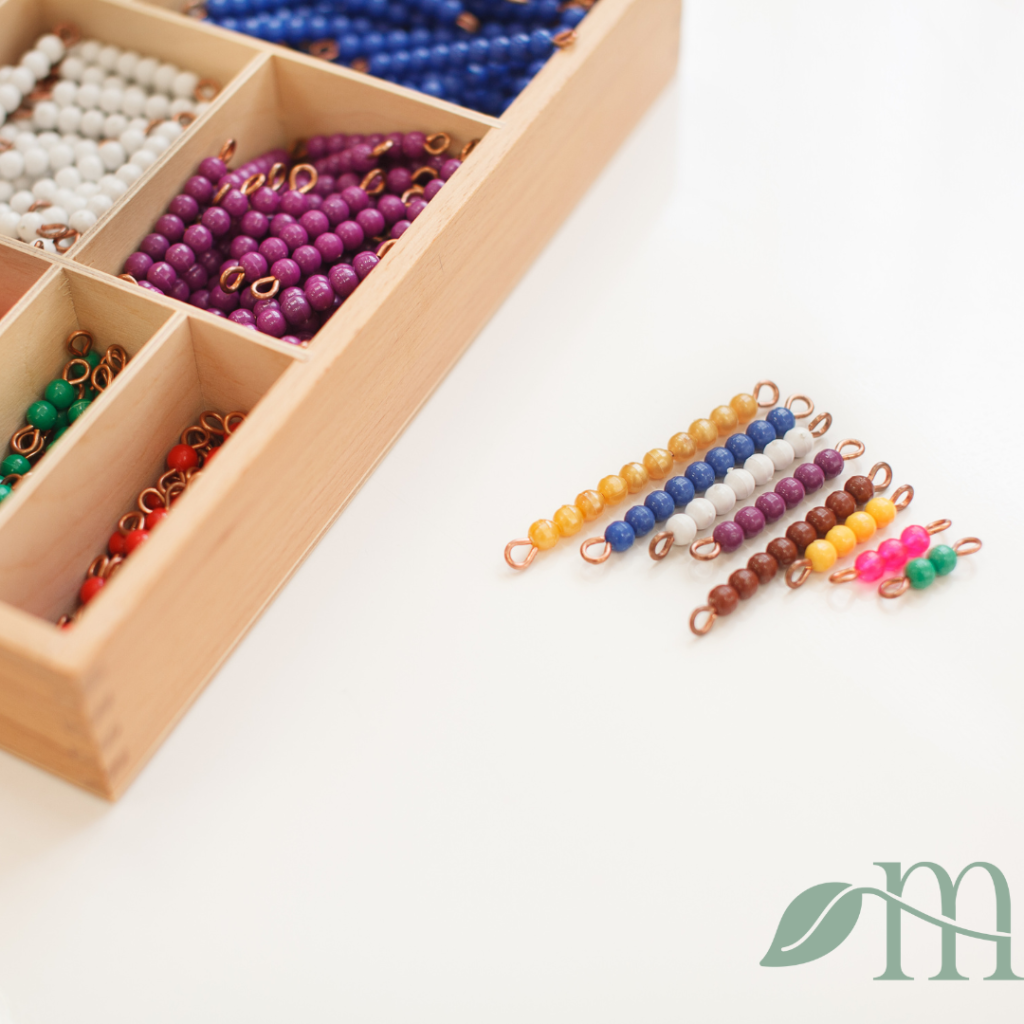 bead bars for learning multiplication with Montessori activity