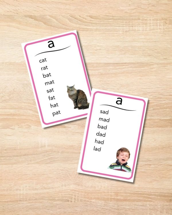 Montessori Short Vowel Phonics Cards with Real Images